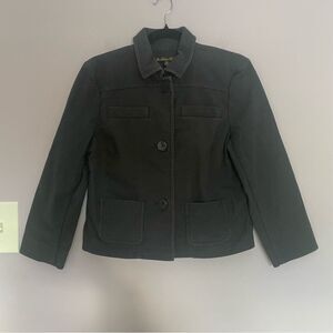 Brooks Brothers Women's Textured Cotton Jacket Cropped size 8 Navy Blue